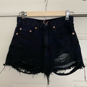 Lulu's black high waisted  distressed jean shorts
